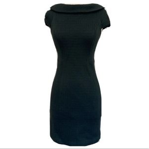 MILLY OF NEW YORK Forest Green Textured Wool Winter Dress